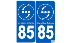 immatriculation 85 les Sables d'Olonne (2fois 10,2x4,6cm) - Sticker/autocollant
