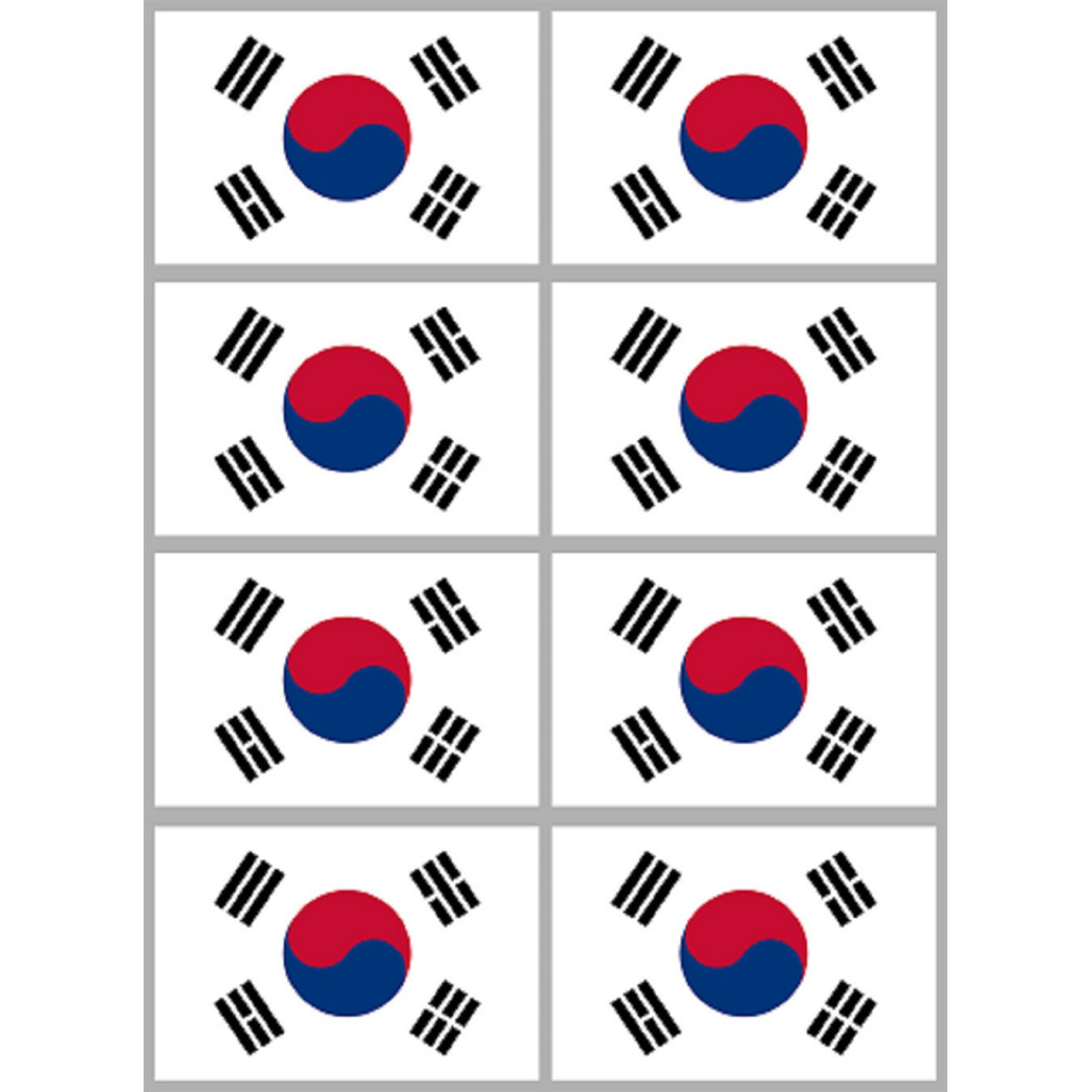 Drapeau Corée du Sud - (8 fois 9.5x6.3cm) - Sticker/autocollant