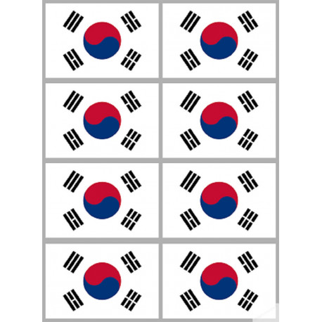 Drapeau Corée du Sud - (8 fois 9.5x6.3cm) - Sticker/autocollant