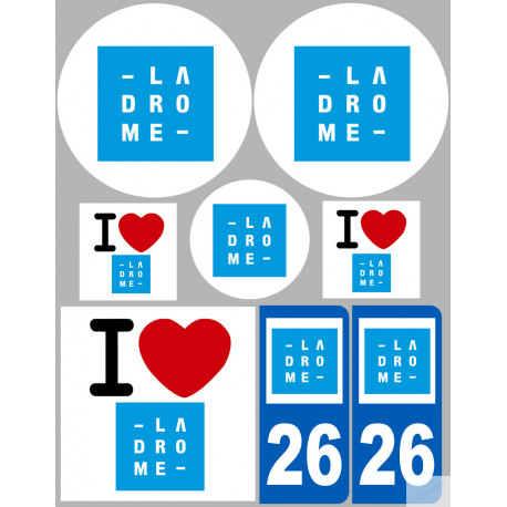 Département 26 la Drôme (8 autocollants variés) - Sticker/autocollant