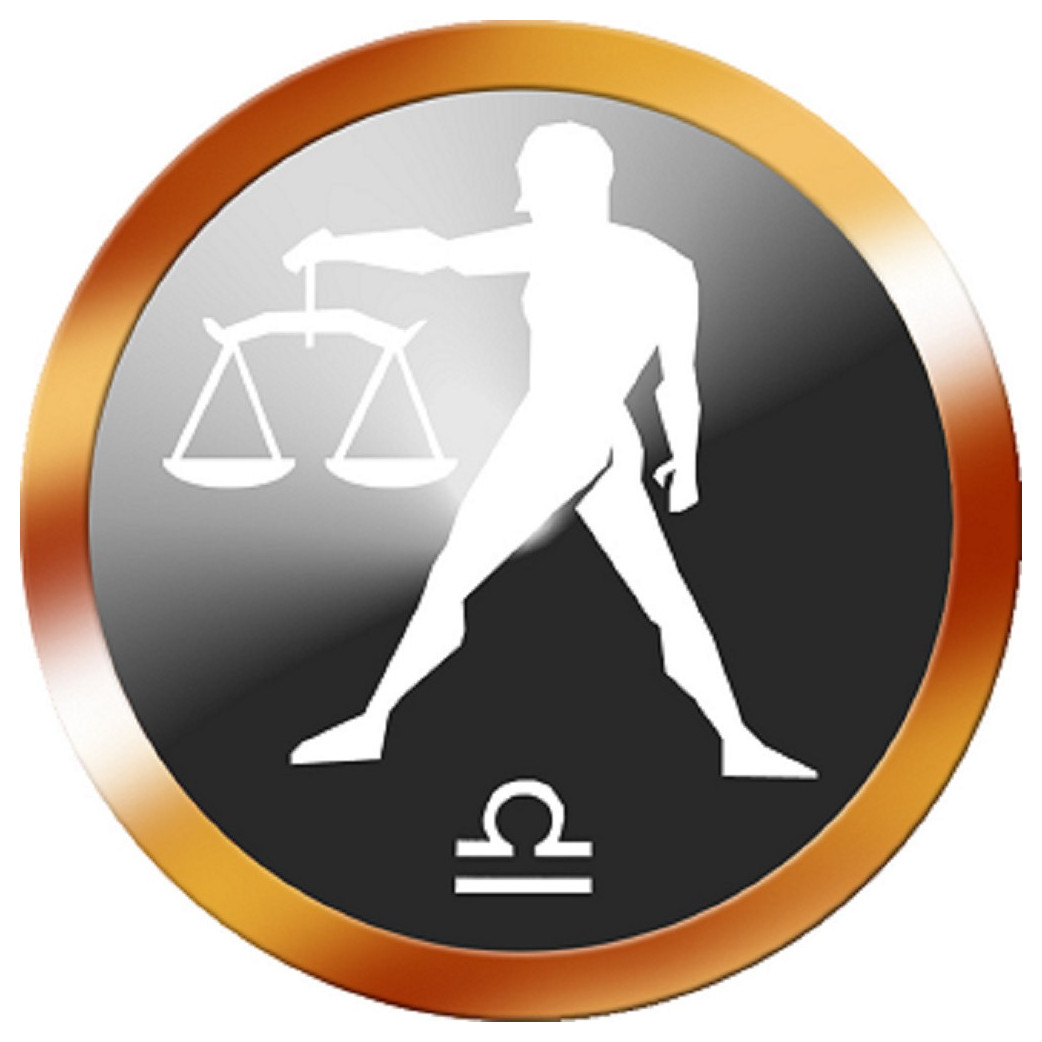 signe du zodiaque balance rond doré - 10cm - Sticker/autocollant