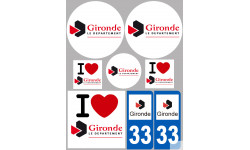 Département 33 la Gironde (8 autocollants variés) - Sticker/autocollant