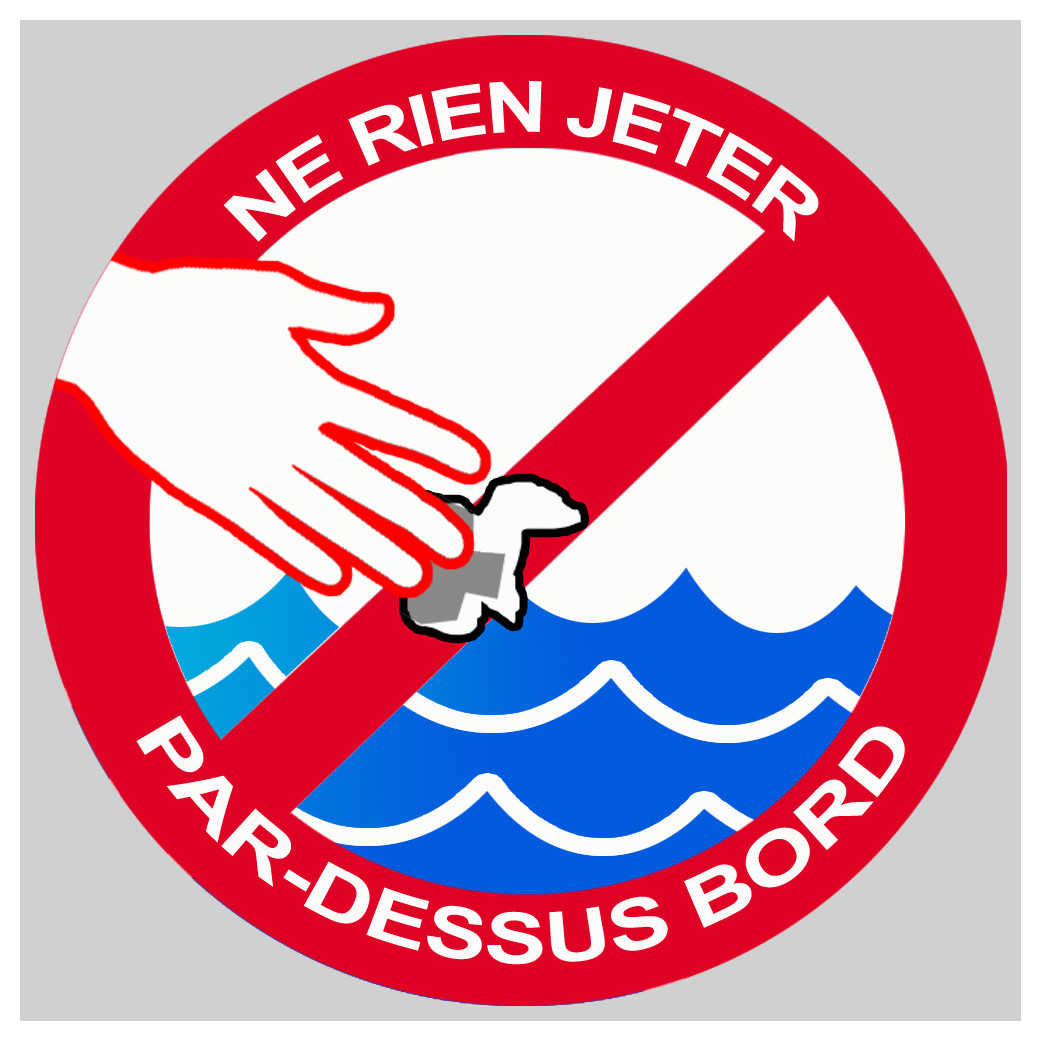 Ne rien jeter par-dessus bord (5X5cm) - Sticker/autocollant