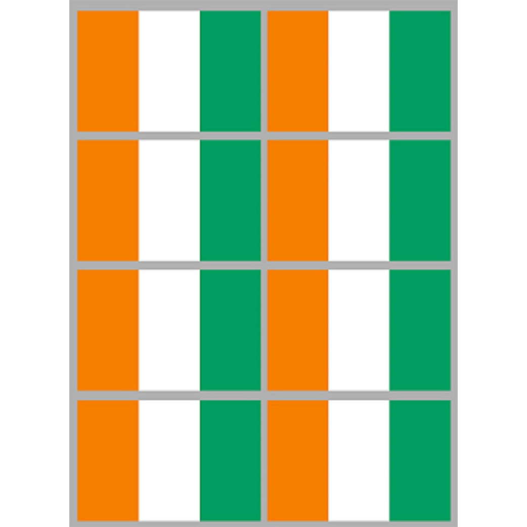 Drapeau Côte d'Ivoire (8 fois 9.5x6.3cm) - Sticker/autocollant