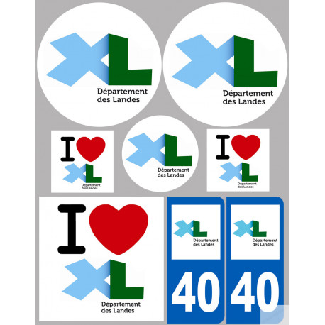 Département 40 les Landes (8 autocollants variés) - Sticker/autocollant