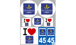 Département 45 le Loiret (8 autocollants variés) - Sticker/autocollant