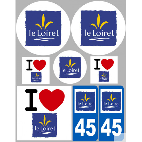 Département 45 le Loiret (8 autocollants variés) - Sticker/autocollant