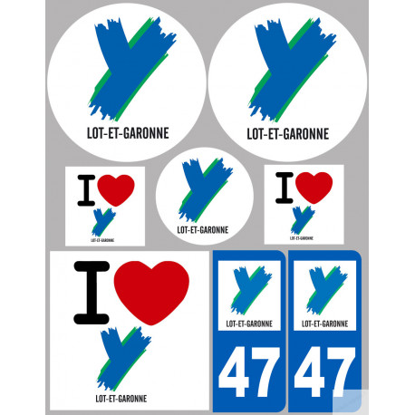 Département 47 le Lot et Garonne (8 autocollants variés) - Sticker/autocollant