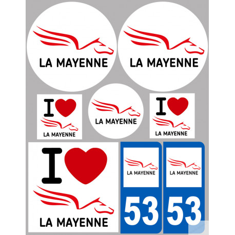Département 53 la Mayenne (8 autocollants variés) - Sticker/autocollant