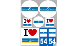 Département 54 la Meurthe et Moselle (8 autocollants variés) - Sticker/autocollant