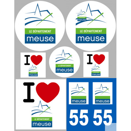 Département 55 la Meuse (8 autocollants variés) - Sticker/autocollant