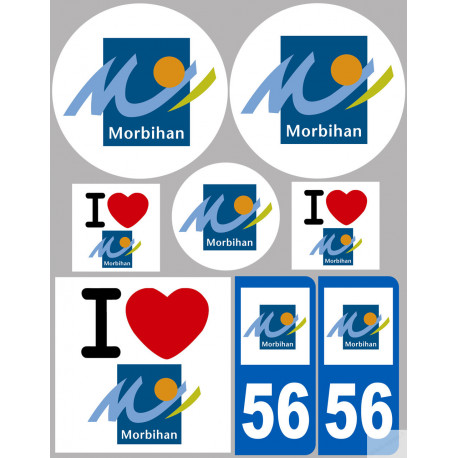 Département 56 le Morbihan (8 autocollants variés) - Sticker/autocollant