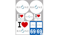 Département 69 le Rhône (8 autocollants variés) - Sticker/autocollant