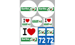 Département 72 la Sarthe (8 autocollants variés) - Sticker/autocollant