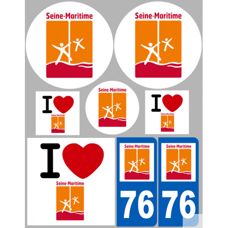 Département 76 la Seine Maritime (8 autocollants variés) - Sticker/autocollant