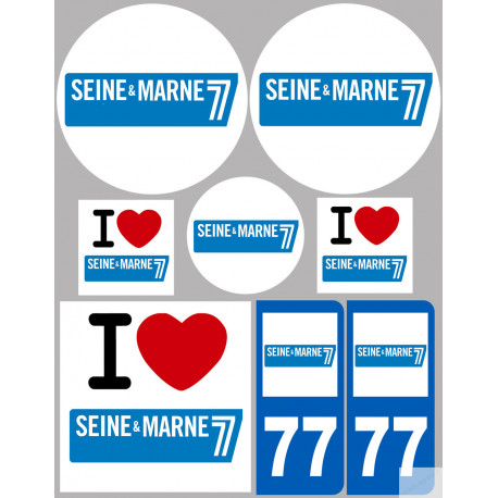 Département 77 la Seine et Marne (8 autocollants variés) - Sticker/autocollant