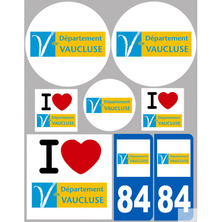 Département 84 le Vaucluse (8 autocollants variés) - Sticker/autocollant