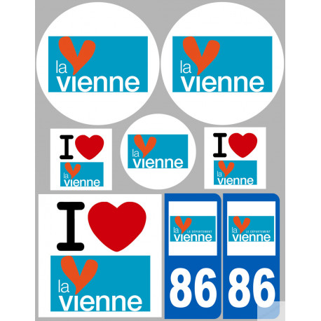 Département 86 la Vienne (8 autocollants variés) - Sticker/autocollant