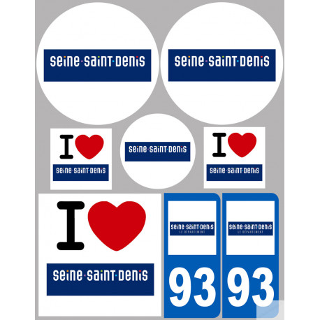 Département 93 la Seine-Saint-Denis (8 autocollants variés) - Sticker/autocollant