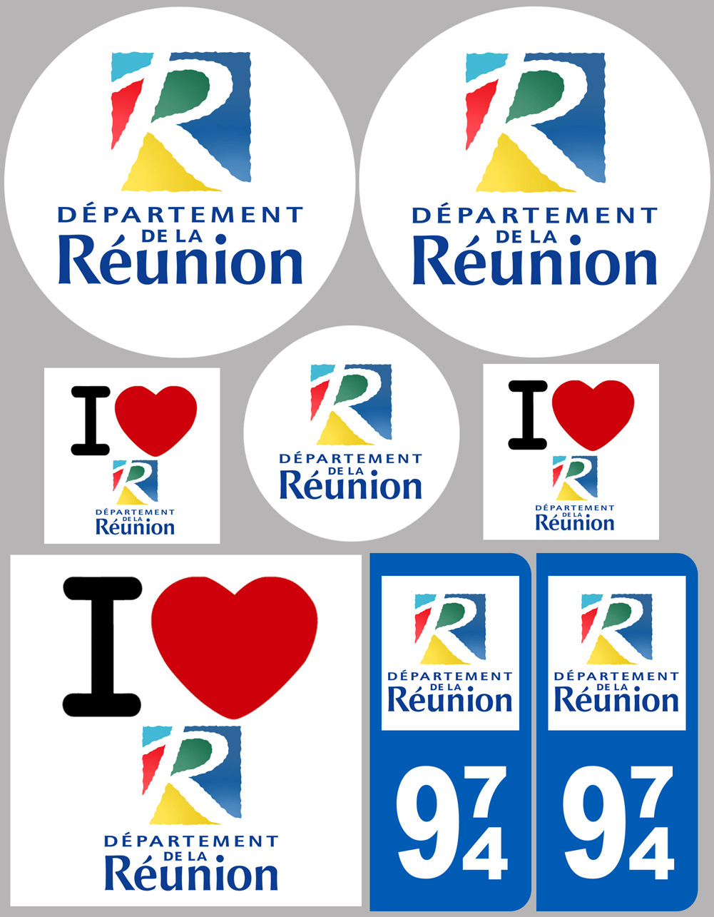 la Réunion (8 autocollants variés) - Sticker/autocollant