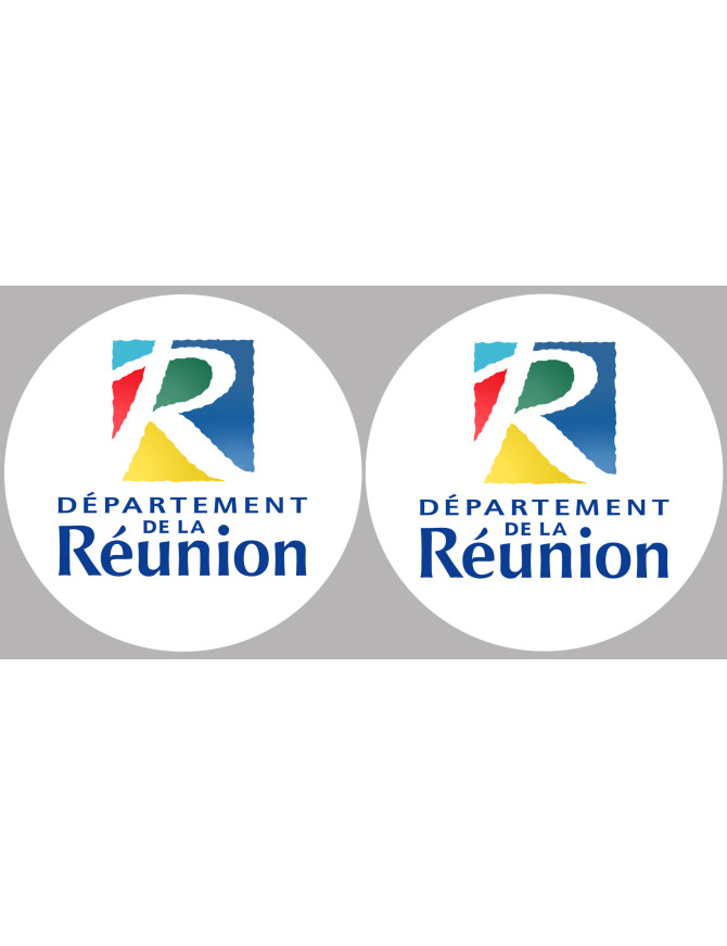 Autocollants Département 974 Réunion Pour Plaque D'immatriculation - Lot De 2 Stickers Angles Arrondis - Fabriqué En France