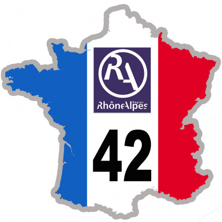 FRANCE 42 région Rhône Alpes (15x15cm) - Sticker/autocollant