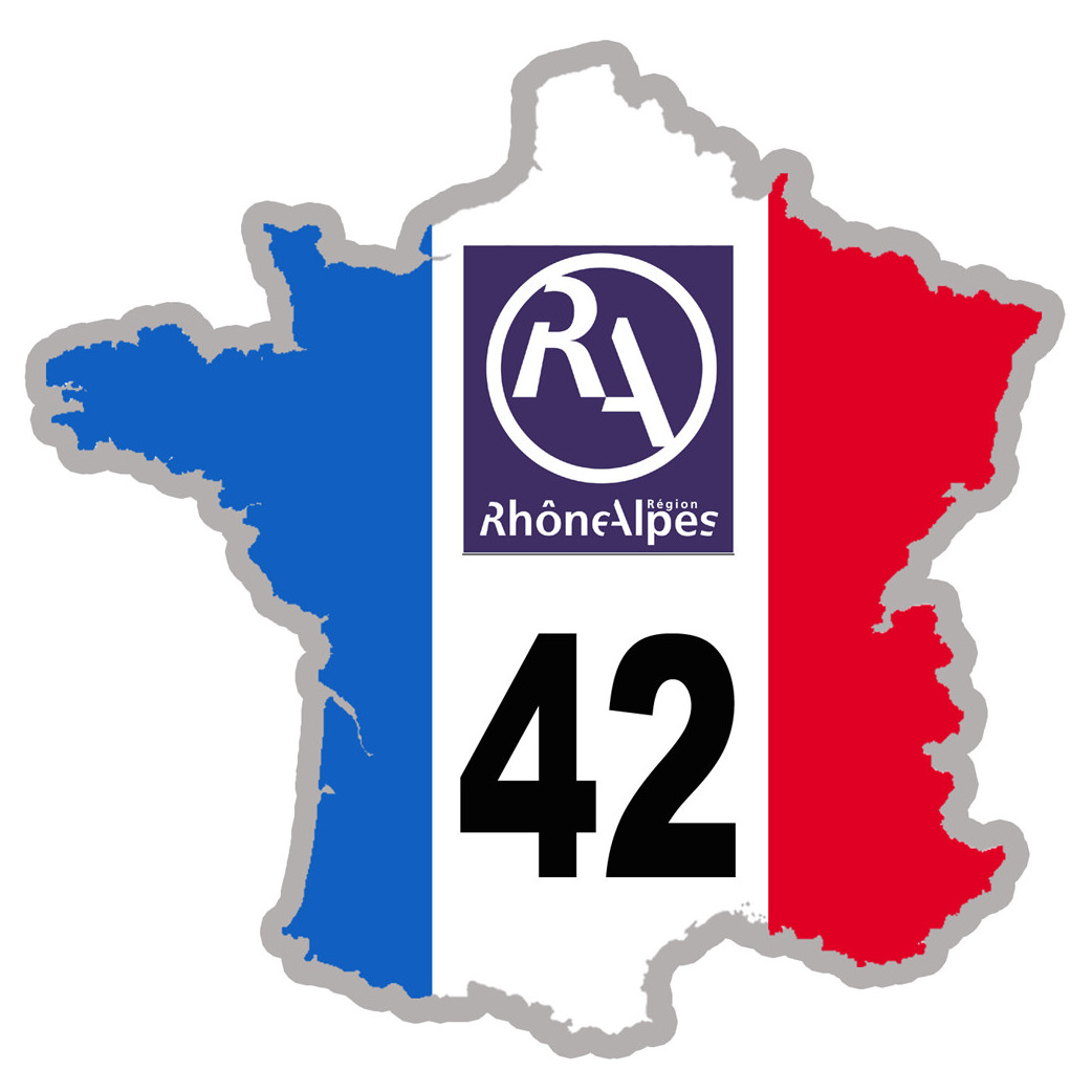 FRANCE 42 Rhône Alpes (20x20cm) - Sticker/autocollant