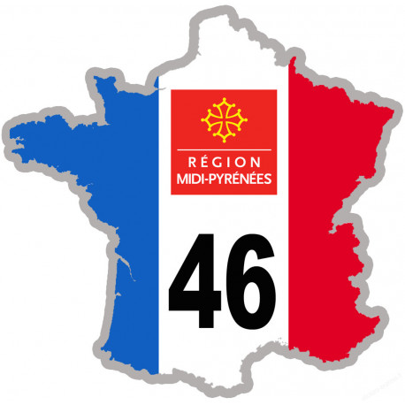 FRANCE 46 région Midi-Pyrénées (5x5cm) - Sticker/autocollant