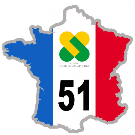 FRANCE 51 Région Champagne Ardenne (15x15cm) - Sticker/autocollant