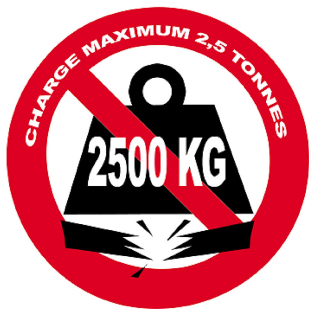 Charge maximale 2,5 tonnes - 5cm - Sticker/autocollant