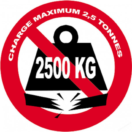 Charge maximale 2,5 tonnes - 5cm - Sticker/autocollant