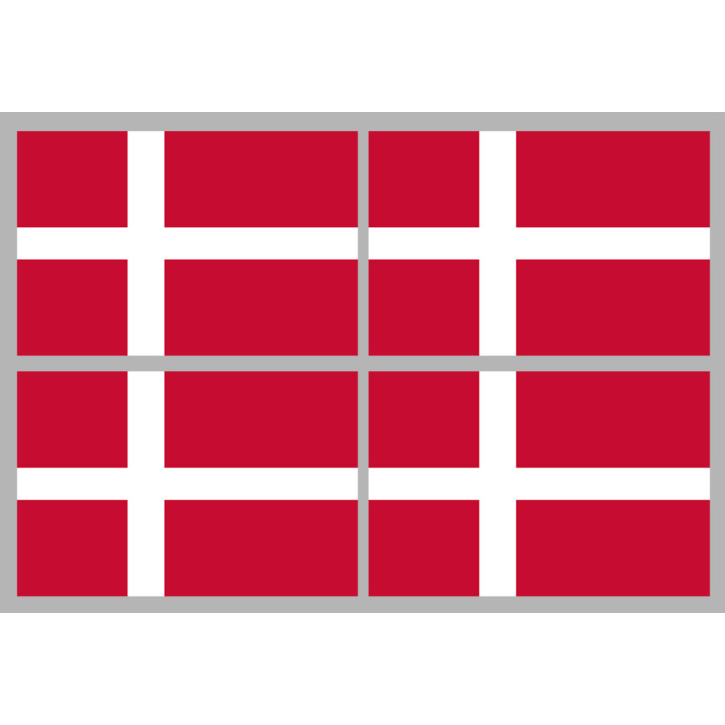 Drapeau Danemark (4 stickers 9.5x6.3cm) - Sticker/autocollant