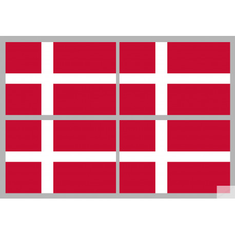 Drapeau Danemark (4 stickers 9.5x6.3cm) - Sticker/autocollant