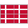 Drapeau Danemark (4 stickers 9.5x6.3cm) - Sticker/autocollant