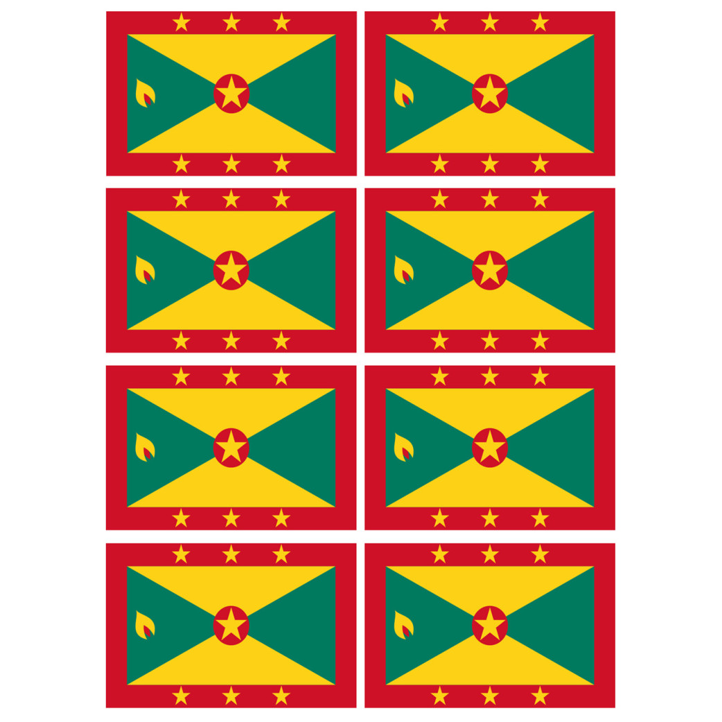 Drapeau Grenade (8 stickers 9.5x6.3cm) - Sticker/autocollant