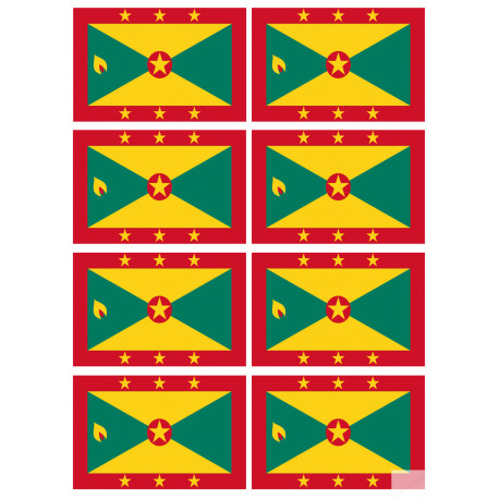 Drapeau Grenade (8 stickers 9.5x6.3cm) - Sticker/autocollant
