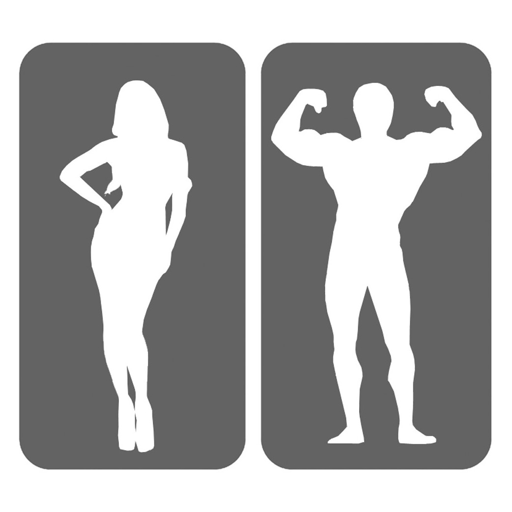 WC, toilette humour caricature (2stickers 20x10cm) - sticker/autocollant