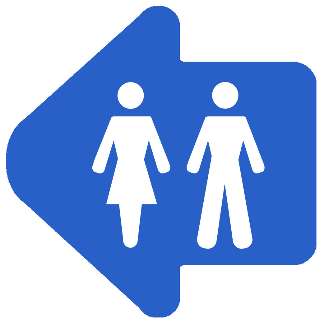 WC, toilette flèche directionnelle gauche (15x15cm) - Sticker/autocollant