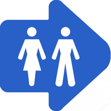 WC, toilette flèche directionnelle droite (10x10cm) - Sticker/autocollant