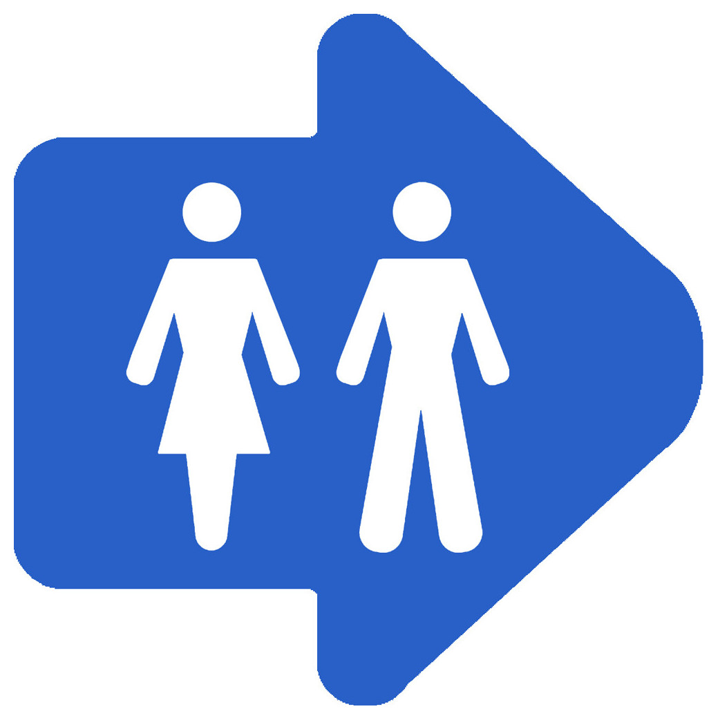 WC, toilette flèche directionnelle droite (5x5cm) - Sticker/autocollant