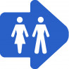 WC, toilette flèche directionnelle droite (15x15cm) - Sticker/autocollant