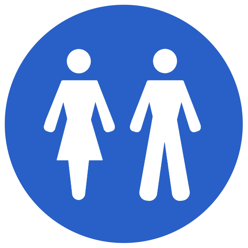 WC, toilette flèche bleue (5x5cm) - Sticker/autocollant