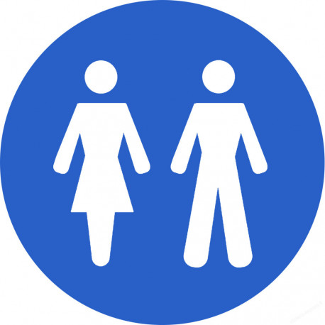 WC, toilette flèche bleue (5x5cm) - Sticker/autocollant