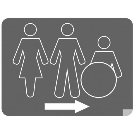 WC, toilette pour tous flèche droite (10x7.5cm) - Sticker/autocollant