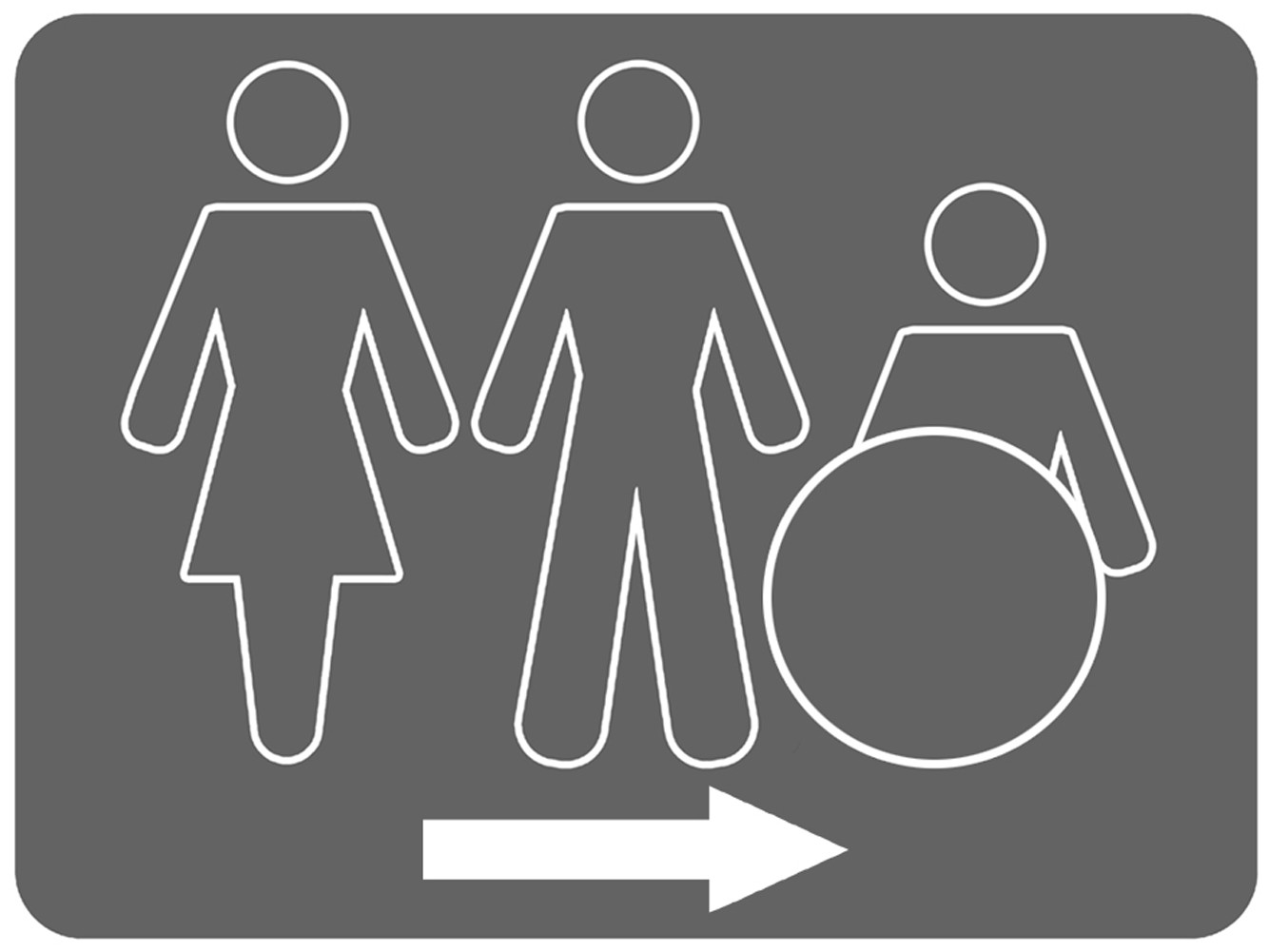 WC, toilette pour tous flèche droite (10x7.5cm) - Sticker/autocollant