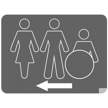 WC, toilette pour tous flèche gauche (10x7.5cm) - Sticker/autocollant