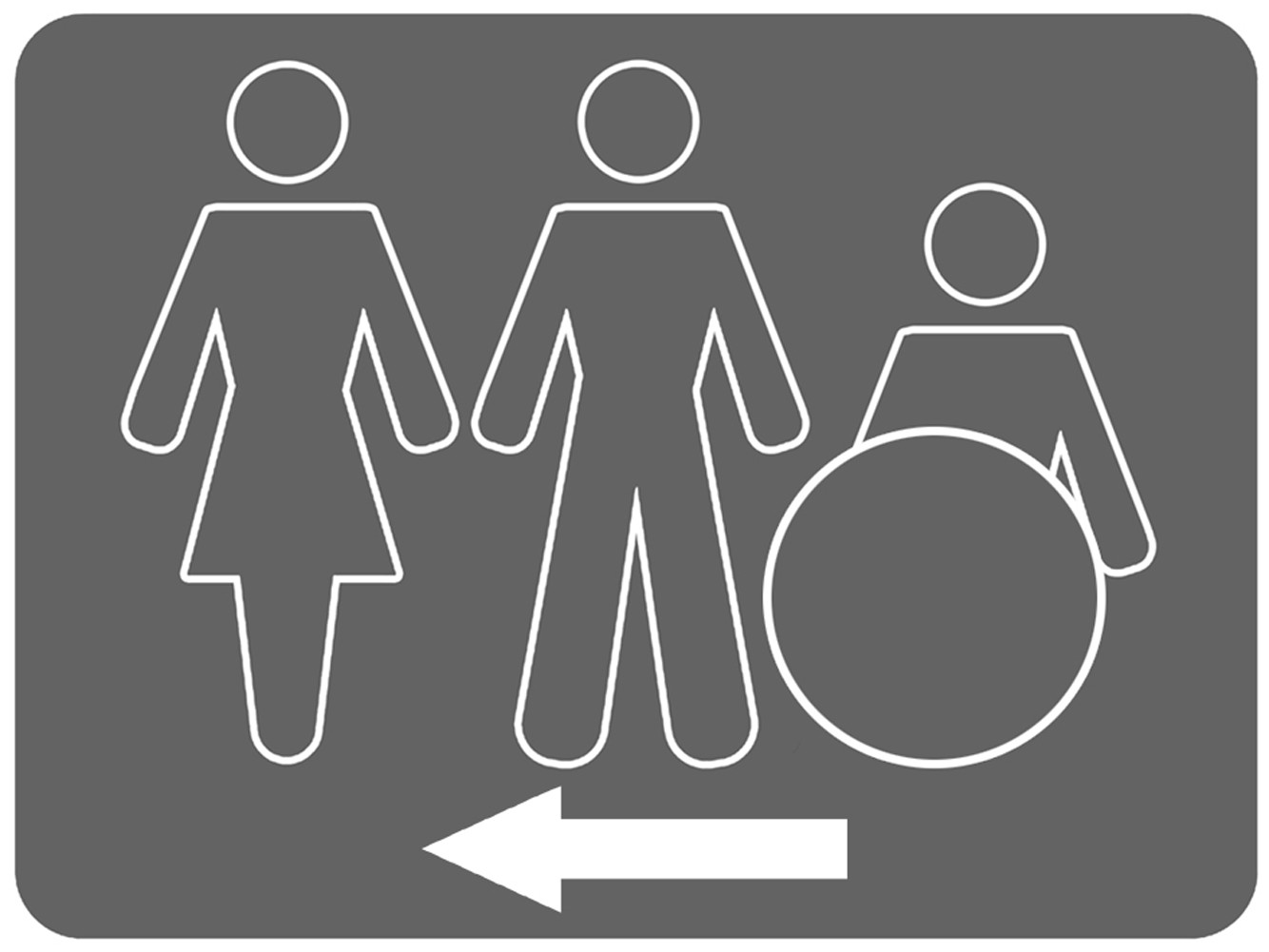 WC, toilette pour tous flèche gauche (10x7.5cm) - Sticker/autocollant