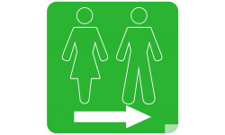 WC, toilette vert flèche droite (15x15cm) - Sticker/autocollant