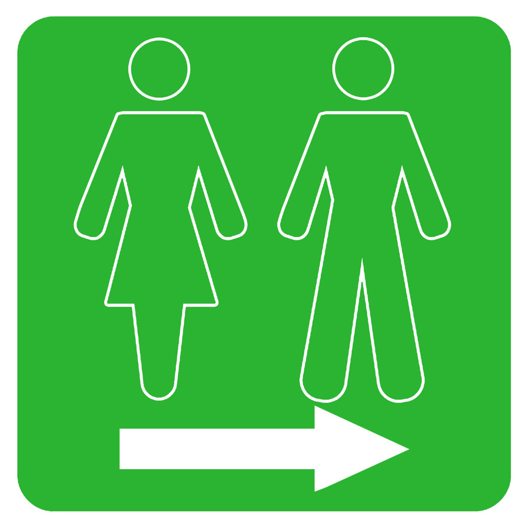 WC, toilette vert flèche droite (10x10cm) - Sticker/autocollant