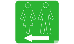 WC, toilette vert flèche gauche (15x15cm) - Sticker/autocollant